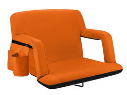 Extra Wide Reclining Stadium Seat with Armrests & Side Pockets (Orange)